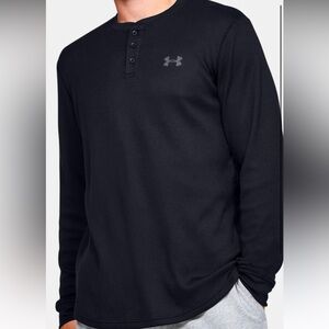 Under armour men black waffle knit henley large NWT